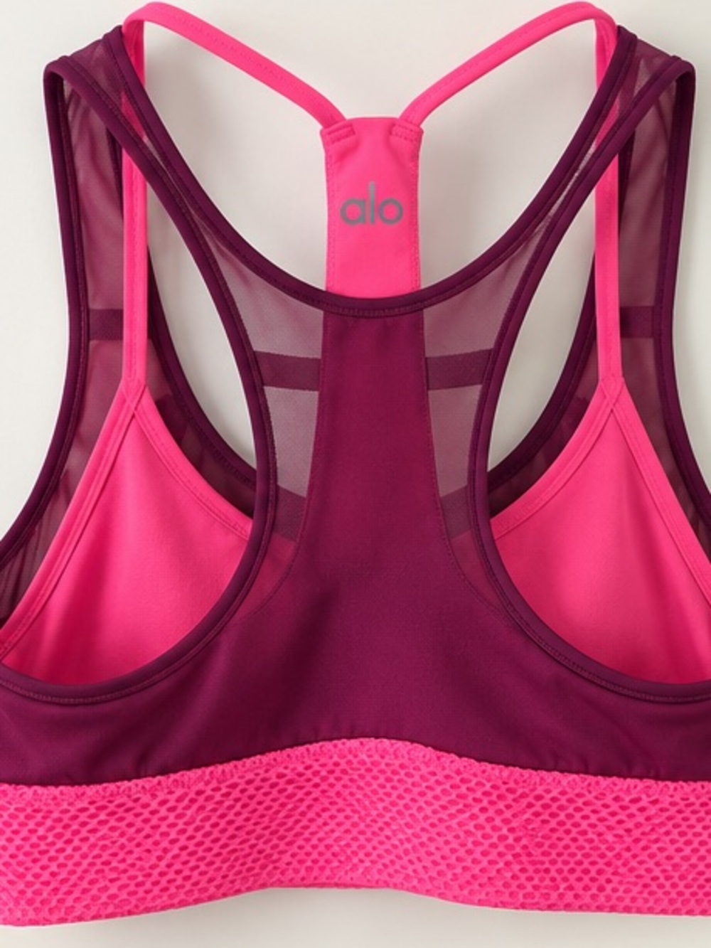 Alo Yoga XS Plum Hot Pink Mesh Racerback Sports Bra